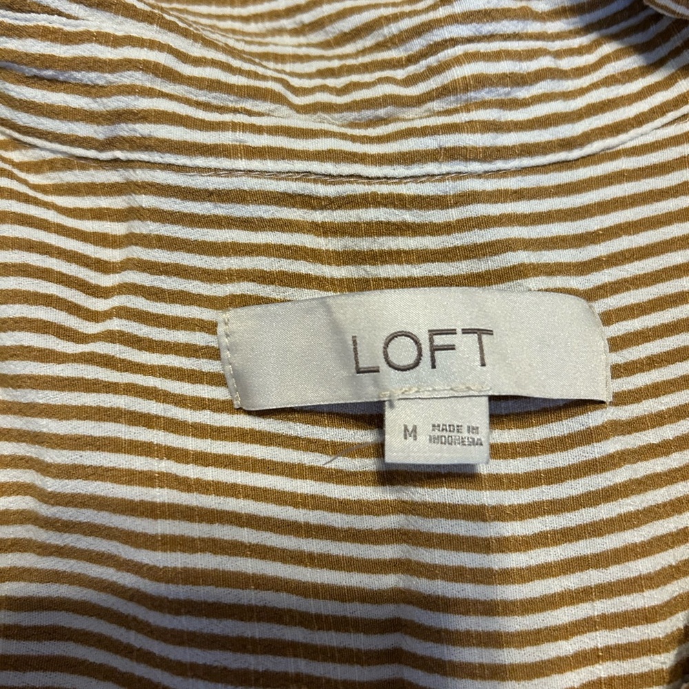 LOFT Tan Striped Blouse - Picture 7 of 7